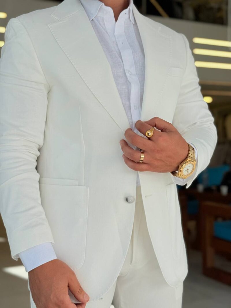 White Notch Lapel Blazer - Image 2