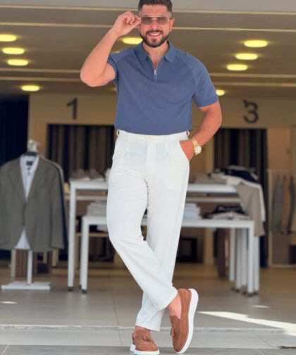 Navy Blue Half Zep Polo