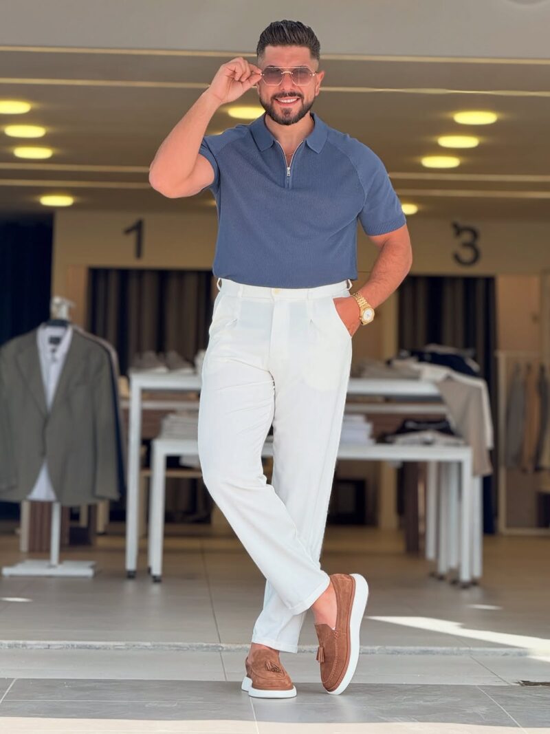 Navy Blue Half Zep Polo